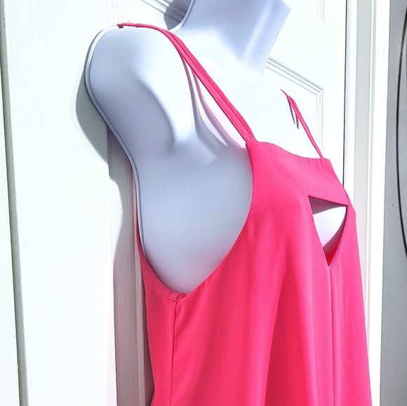 Gianni Bini Neon Hot Pink Dress Cutout Flowey Sleeveless - Picture 2 of 5